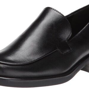 Leather Slip-On Loafers Classic Chic Minimal Elegant Block Heel Work Shoes